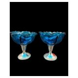 2 1940ï¿½S COBALT VIKING GLASS ON STERLING BASE