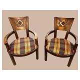 2 RUSTIC BARREL SHAPE ARM CHAIRS