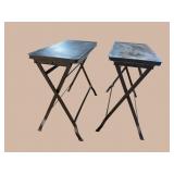 2 IRON FOLDING TABLES/STOOLS