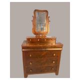 19TH CENT. CROTCH MAHOGANY WISHBONE DRESSER