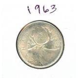 1963 Canadian Silver Quarter
