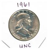 1961 Franklin Uncirculated Silver Half Dollar