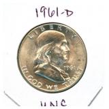1961-D Franklin Uncirculated Silver Half Dollar