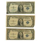 Group of 3 U.S. $1 Silver Certificates