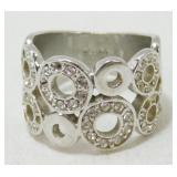 18K RGP Rhinestone Ring - 8.8 grams Total Weight,