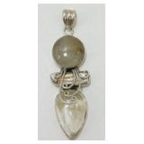 Sterling Silver Rutilated Quartz & Pearl Pendant