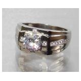 Men's Sterling Silver Engagement Ring with Lab