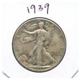 1939 Walking Liberty Silver Half Dollar