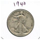 1940 Walking Liberty Silver Half Dollar