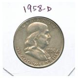 1958-D Franklin Silver Half Dollar