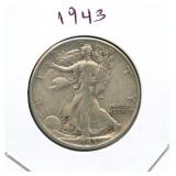 1943 Walking Liberty Silver Half Dollar