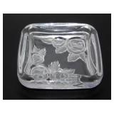 Vintage Glass Ashtray with Frosted Etched Roses