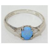Vintage Sterling Silver Fire Opal Ring - Size 10