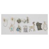 Jewelry Group: 9 Sterling Silver Charms (925) & 1