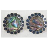 Vintage Abalone & Sterling Silver Earrings -