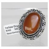 Yellow Onyx German Silver Ring - Size 8