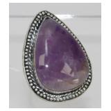 Amethyst German Silver Ring - Size 8