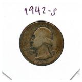 1942-S Washington Silver Quarter