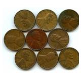 Group of 9 Lincoln Wheat Cents