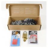 2 New Master Padlocks & 1 Used plus Box of
