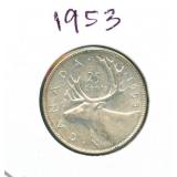 1953 Canadian Silver Quarter