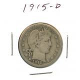 1915-D Barber Silver Quarter