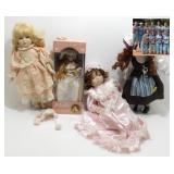 * 4 Porcelain Dolls - 1 New in Box