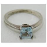 Sterling Silver Square Blue Stone Solitaire Ring