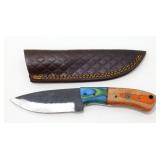 New Carbon Steel Drop Point Knife with Leather