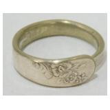 Vintage Floral Spoon Ring - Size 8.5-9.5