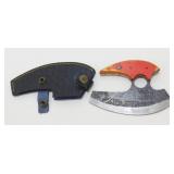 New Carbon Steel Ulu Knife with Leather Sheath