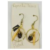 Apache Tears Earrings, 24k Gold-Plated