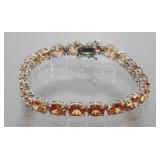 7' Tennis Bracelet Champagne/Peach Oval Gemstones