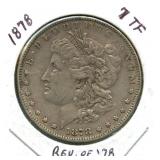1878 Morgan Silver Dollar - 7 Tailfeathers,