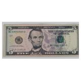 $5 U.S. Federal Reserve Note Series 2013 - Serial