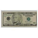 $10 U.S. Federal Reserve Star Note - Serial
