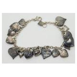 Sterling Silver Heart Shaped Charm Bracelet -