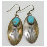Sterling Silver Turquoise Earrings - 8.1 grams