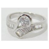 Sterling Silver CZ Cocktail Ring - Size 9