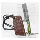 New Damascus Blade Bull Cutter Keychain Knife