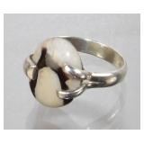 Natural Peanut Wood Jasper Oval 925 Sterling Ring