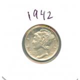 1942 Mercury Silver Dime
