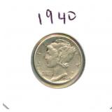 1940 Mercury Silver Dime