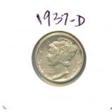 1937-D Mercury Silver Dime