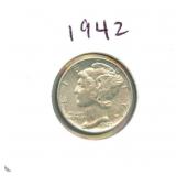 1942 Mercury Silver Dime