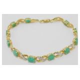 10k Gold Green Stone Tennis Bracelet - 5.33 grams