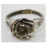 Sterling Silver Rose Flower Ring - 2.75 grams