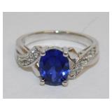 Sterling Silver Ring with Imitation Sapphire,