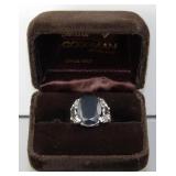 Vintage Hematite Filigree Sterling Silver Ring -