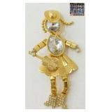 Large Rhinestone Articulated Fiddling Cowboy
